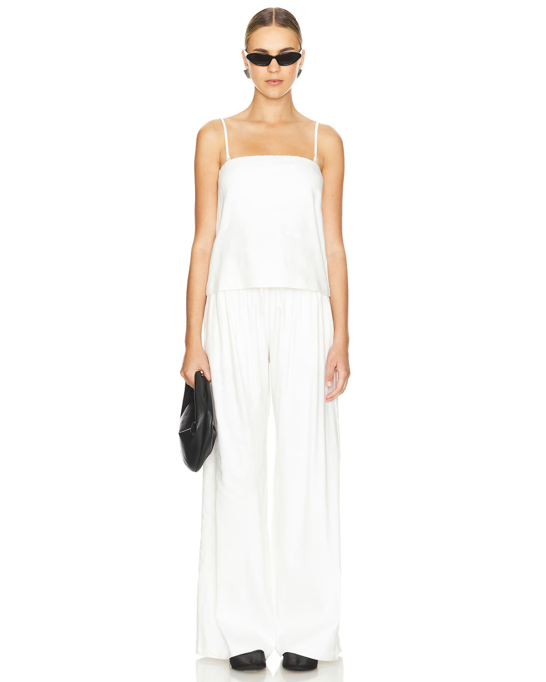 Calças Largas de Linho com Cintura Ajustável para mulher