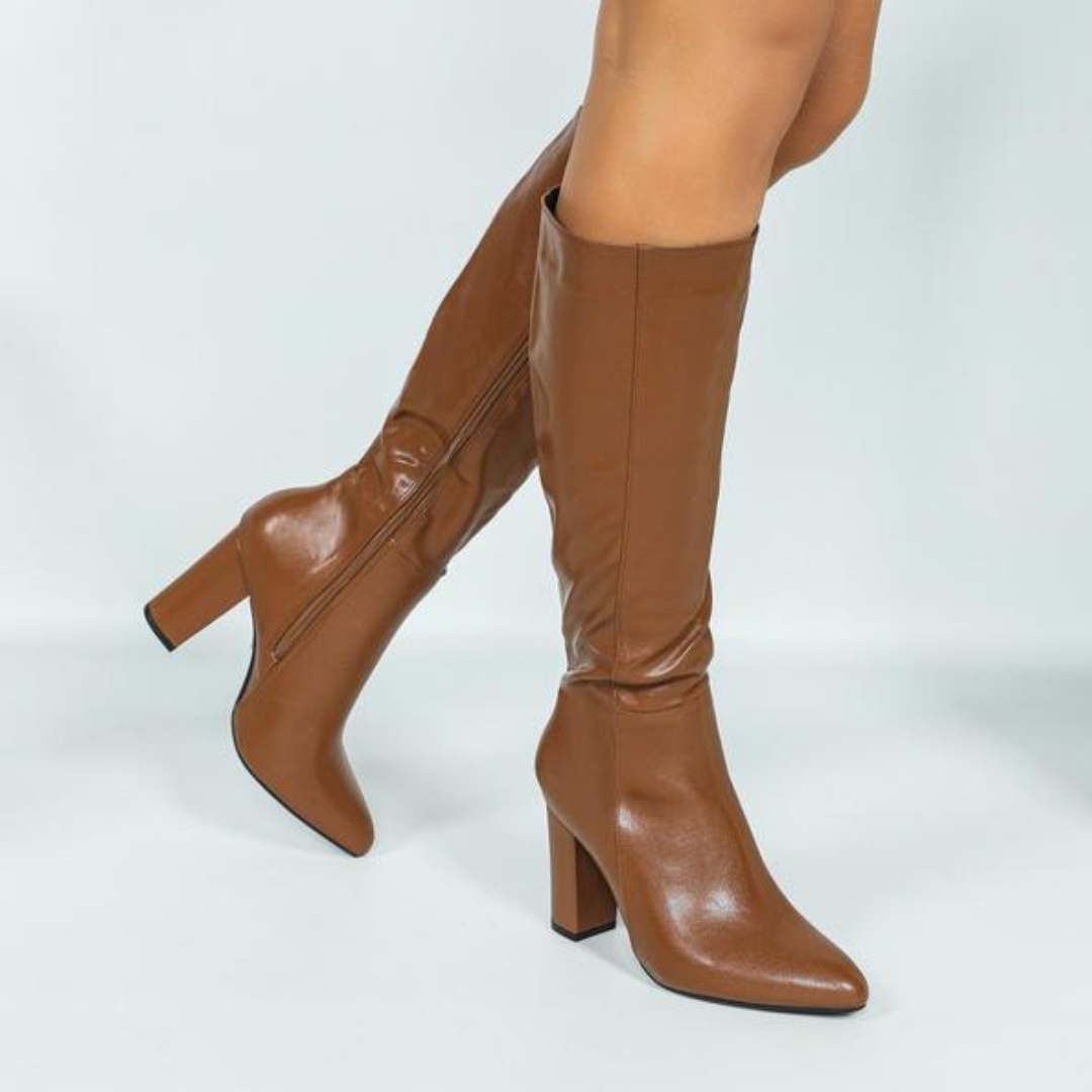 Botas Femininas de Salto Alto com Bico Fino
