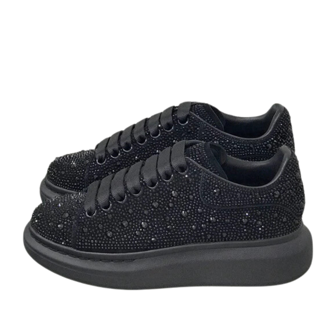 Sapatos Confortáveis para Mulher com Diamantes e Sola Alta