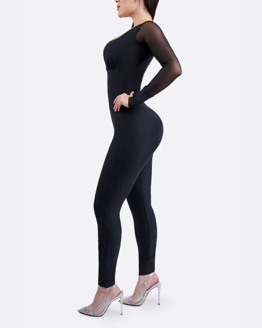 Modelador de Corpo Inteiro com Fecho Frontal e Efeito de Levantamento do Rabo