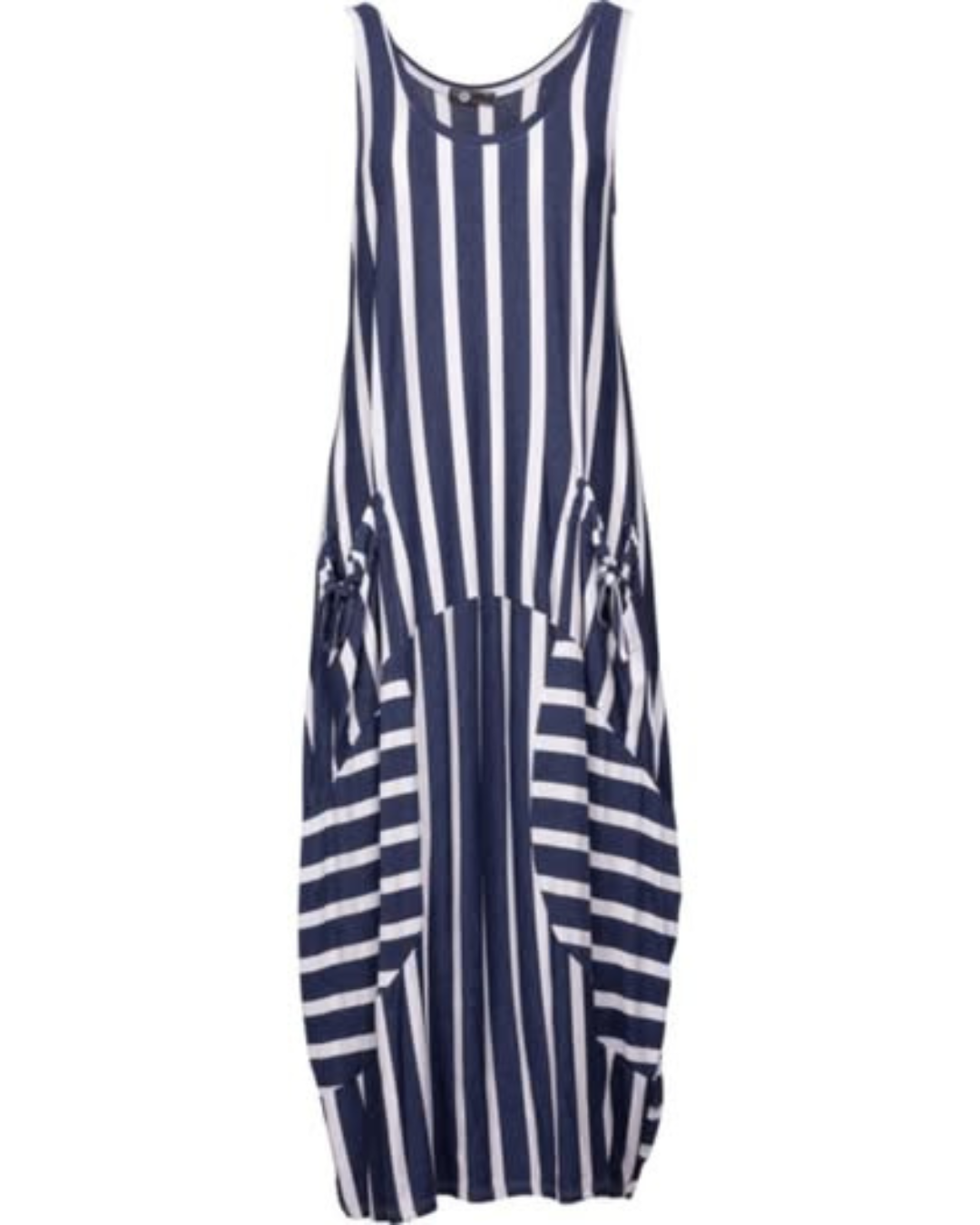 Vestido largo às riscas com bolso