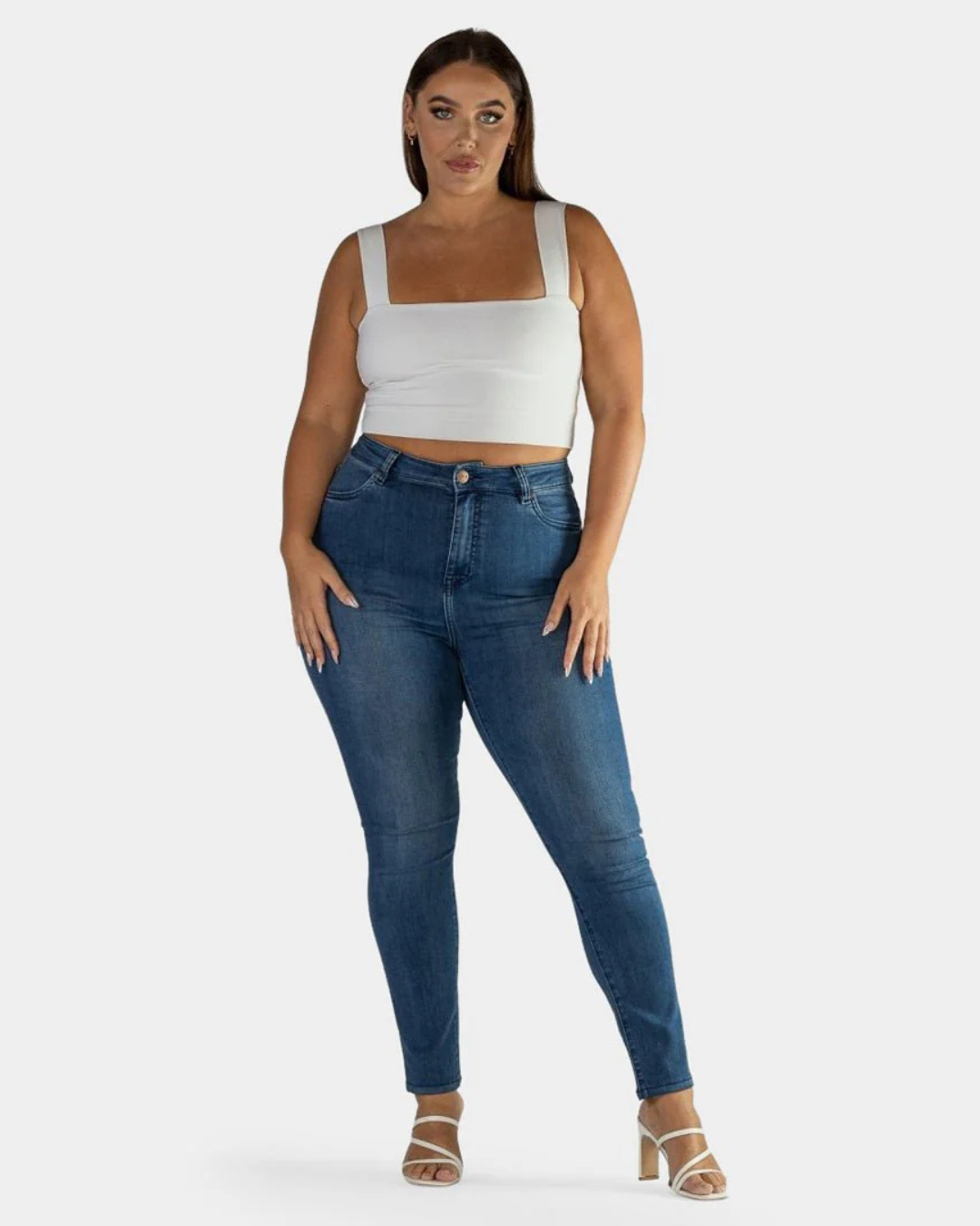 Jeans de Corte Justo e Tecido Elástico para Mulher