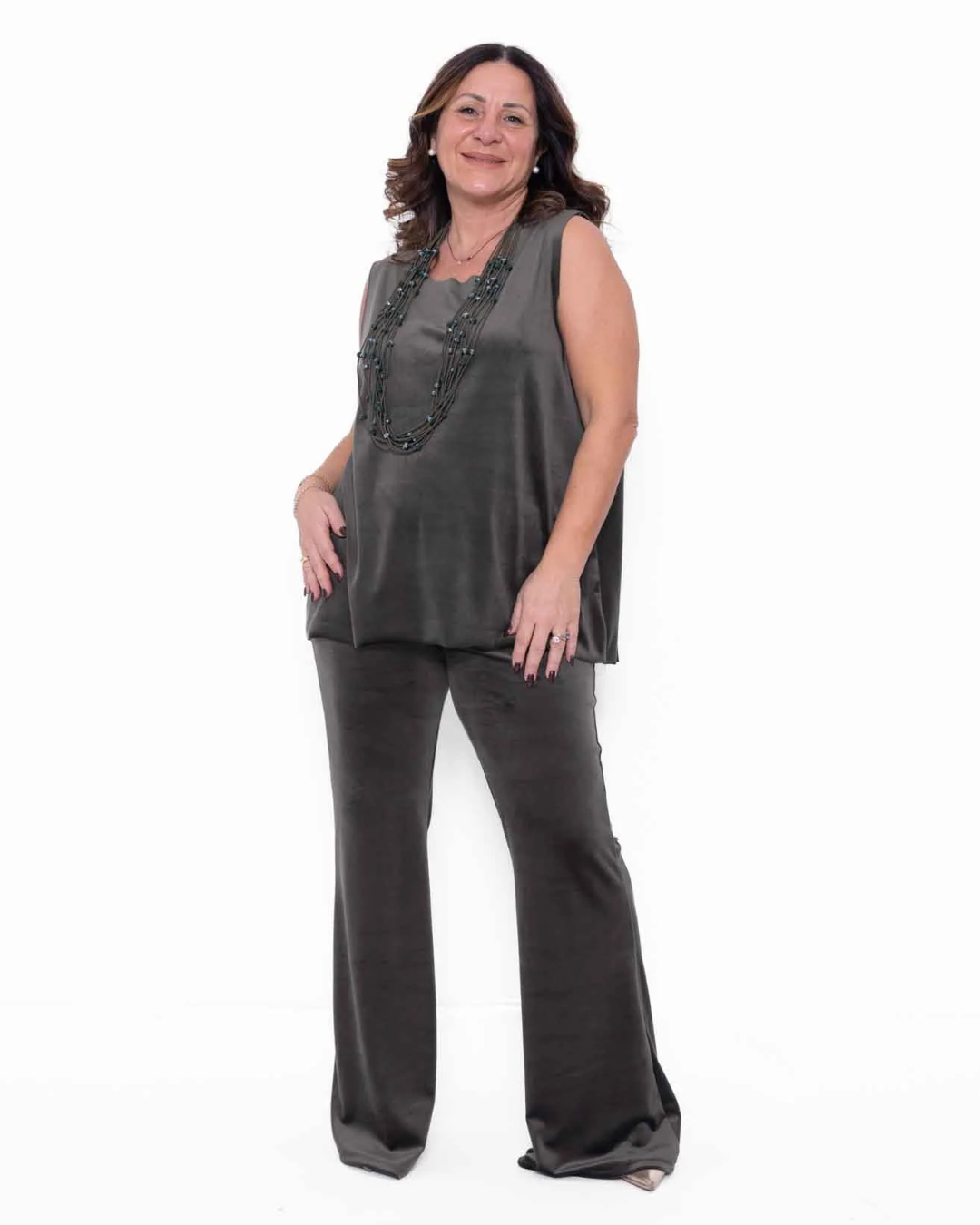 Conjunto de Três Peças amplo e fluido de duas peças para mulher