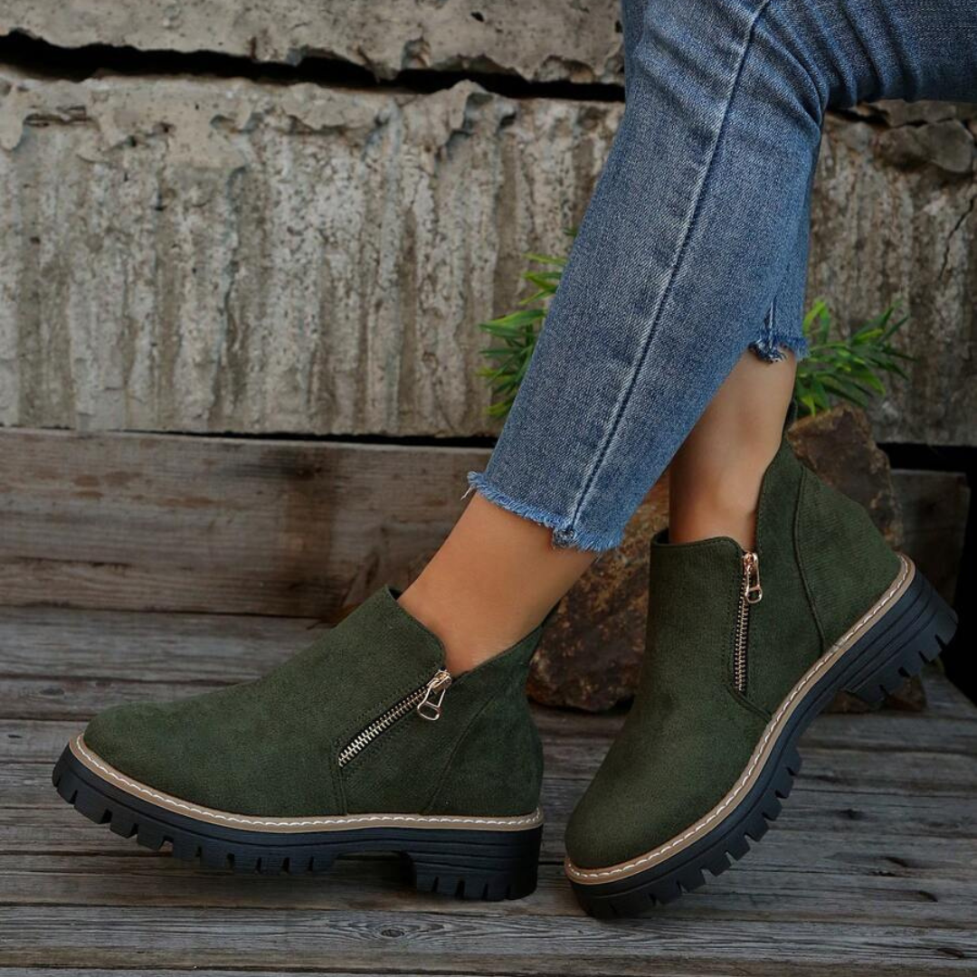 Botas de Cano Curto com Fecho de Correr para Mulher