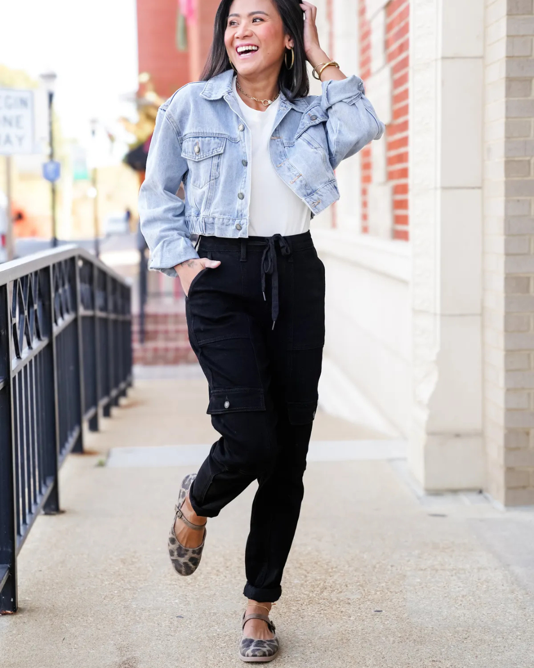 Calças Desportivas de Cintura Subida com Punhos de Carga para Mulher