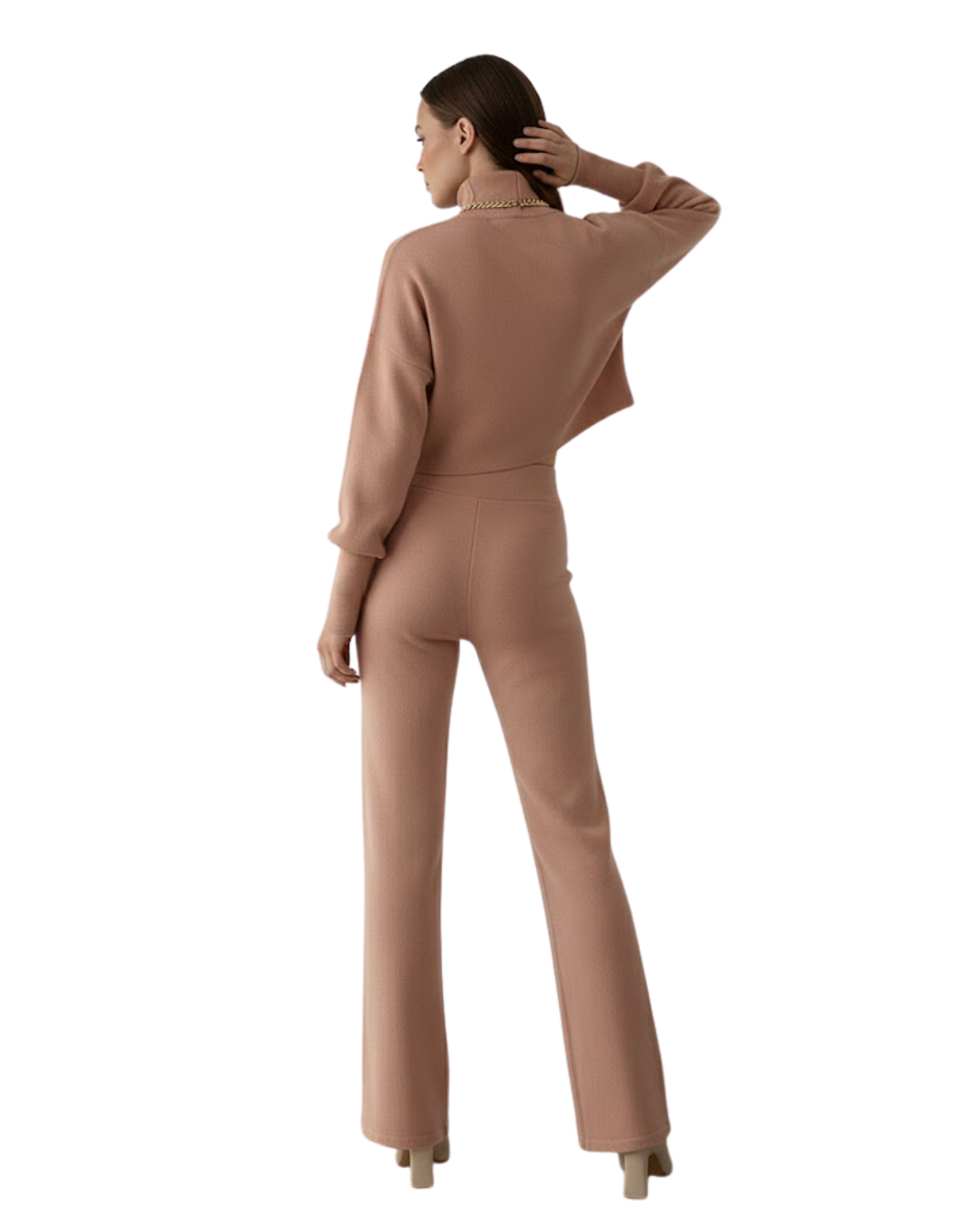 Conjunto de Duas Peças com Top de Gola Alta para Mulher