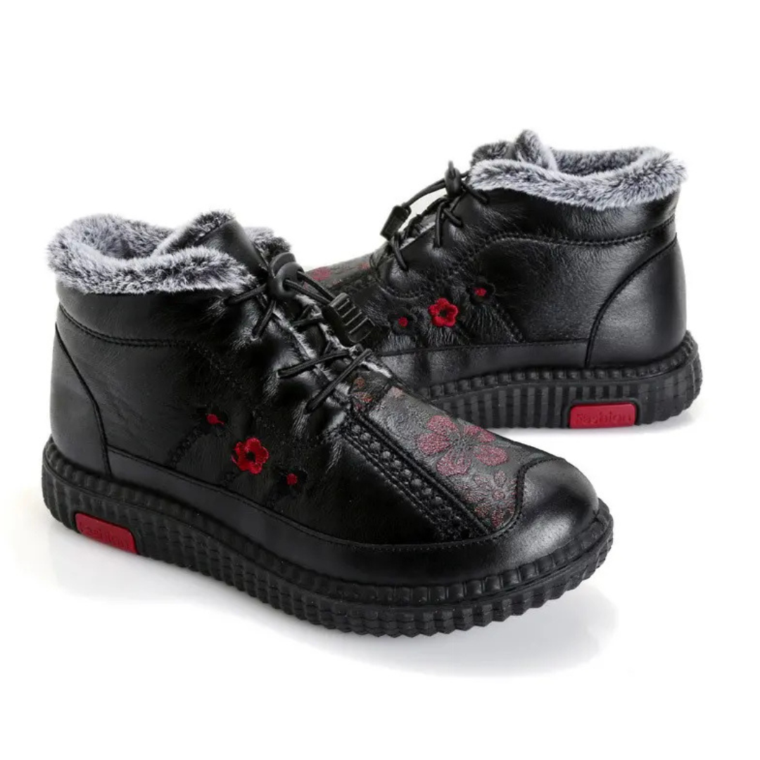 Botins de Couro Feitos à Mão Com Sola Antiderrapante para Mulher