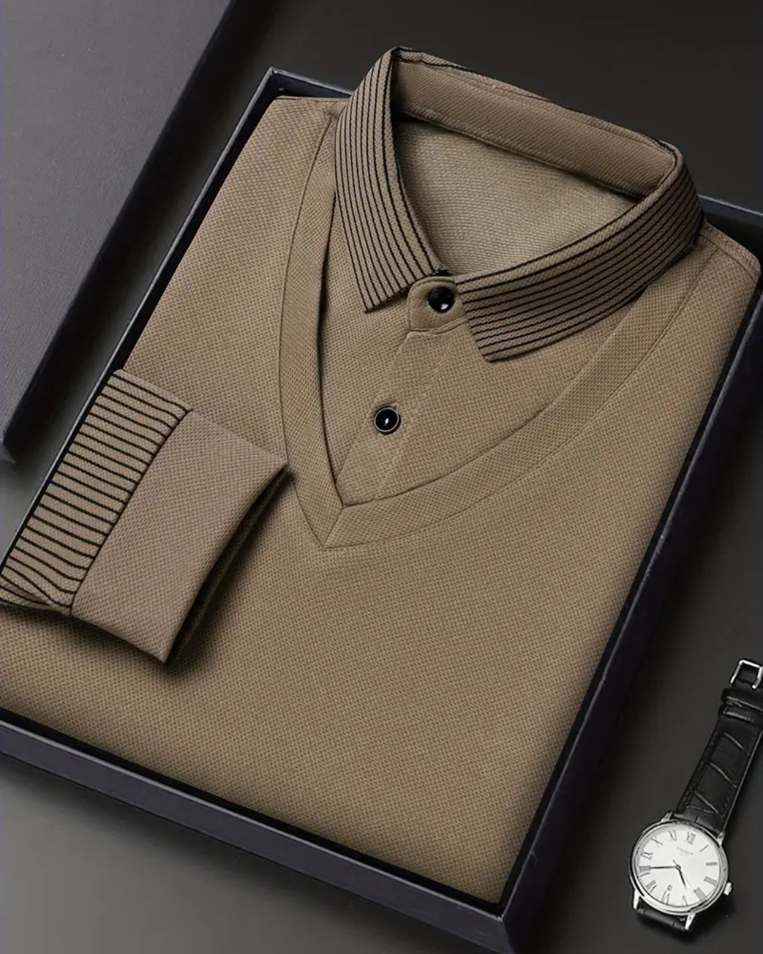 Camisa de Duas Peças com Falsa Gola Listrada para Homens