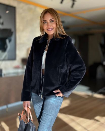 Casaco de veludo brilhante para mulher