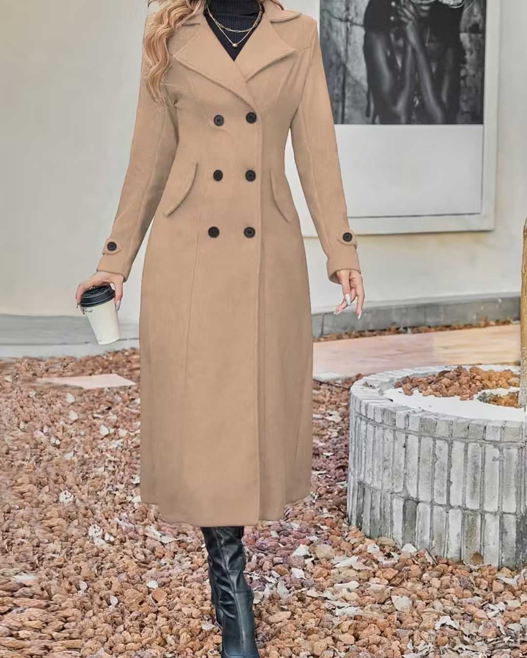 Casaco elegante com fecho de botões para mulher
