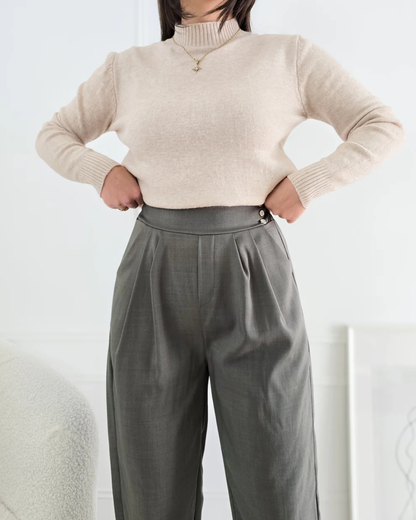 Calças sociais fluidas de cintura alta para mulher