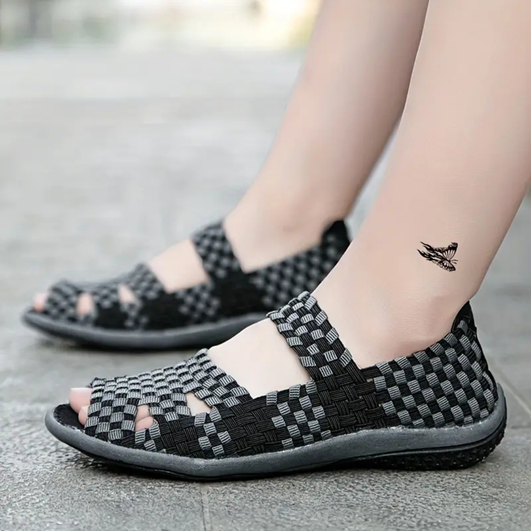 sandalias ergonómicas e casuais com cinto elástico para mulher