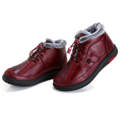 Botins de Couro Feitos à Mão Com Sola Antiderrapante para Mulher