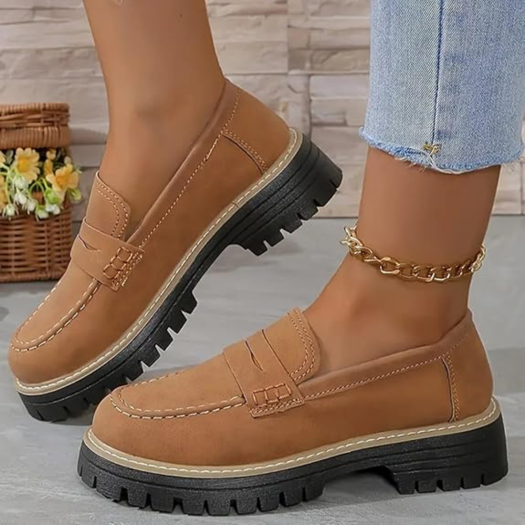 Mocassins de Plataforma para Mulher com Salto Alto e Biqueira Redonda