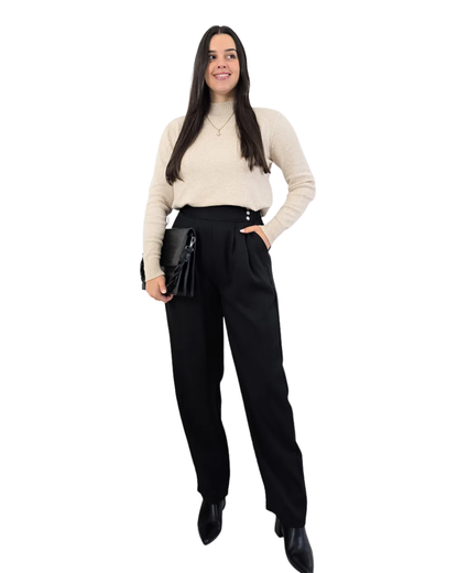 Calças sociais fluidas de cintura alta para mulher