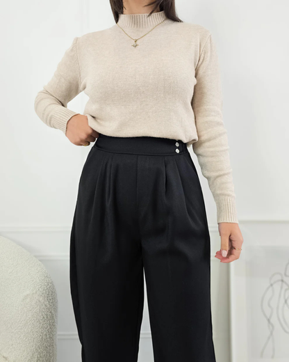 Calças sociais fluidas de cintura alta para mulher