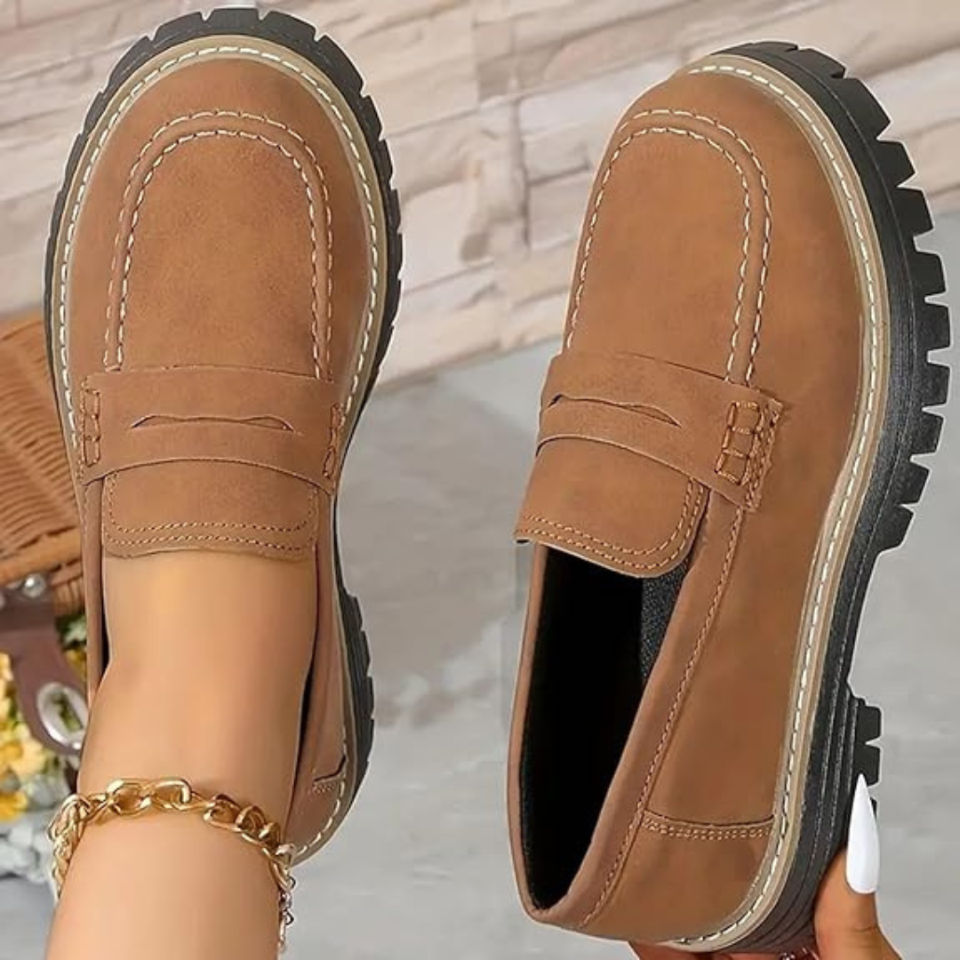 Mocassins de Plataforma para Mulher com Salto Alto e Biqueira Redonda