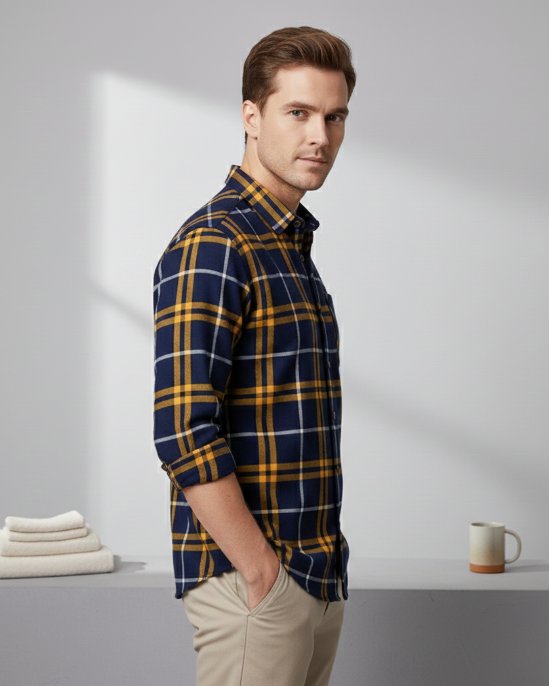 Camisa térmica xadrez para homem