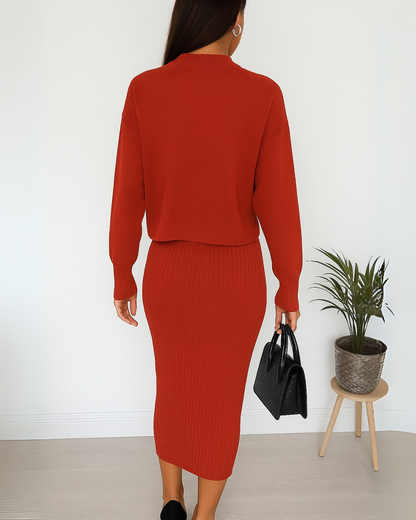 Conjunto de Suéter de Duas Peças Estilo Casual e Versátil para mulher