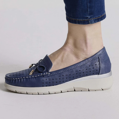 Mocassins de Couro Respiráveis com Cordões para Mulher