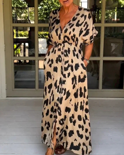 Vestido Maxi Feminino com Estampado Animal Moderno