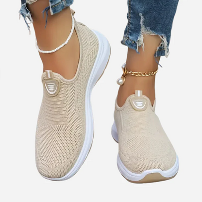 Sapatos de malha respiráveis sem atacadores para mulher