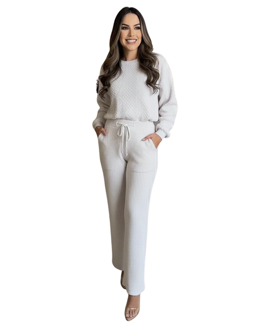 Conjunto de Duas Peças de Textura Suave e Estilo Sofisticado para Mulher