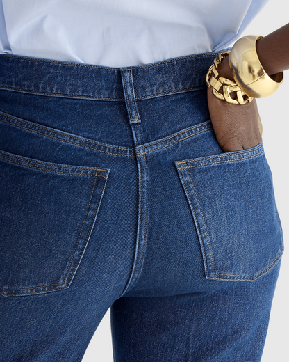 Calças de Ganga de Perna Larga de Cintura Subida com Controlo da Barriga