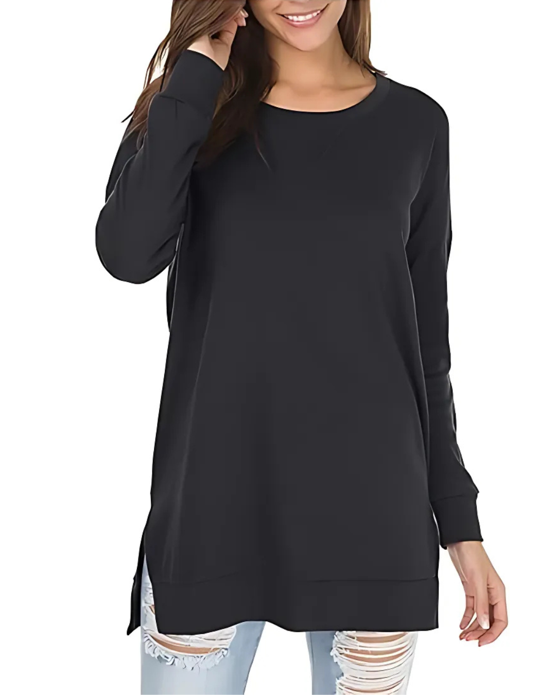 Camisola de Manga Comprida e Folgada para um Estilo Casual e Confortável