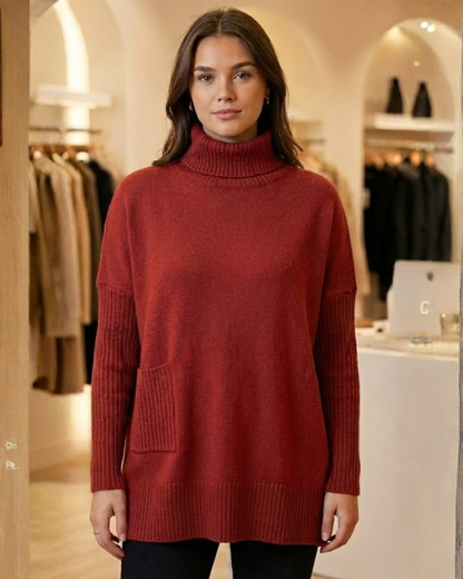 Camisola de gola alta de luxo para mulher