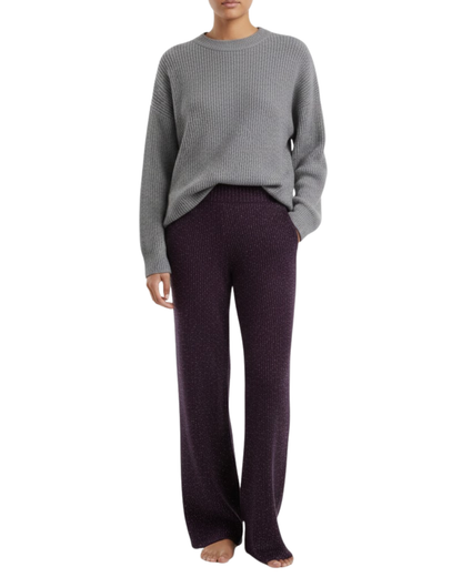 Calças de Perna Larga com Toque de Brilho para Mulher