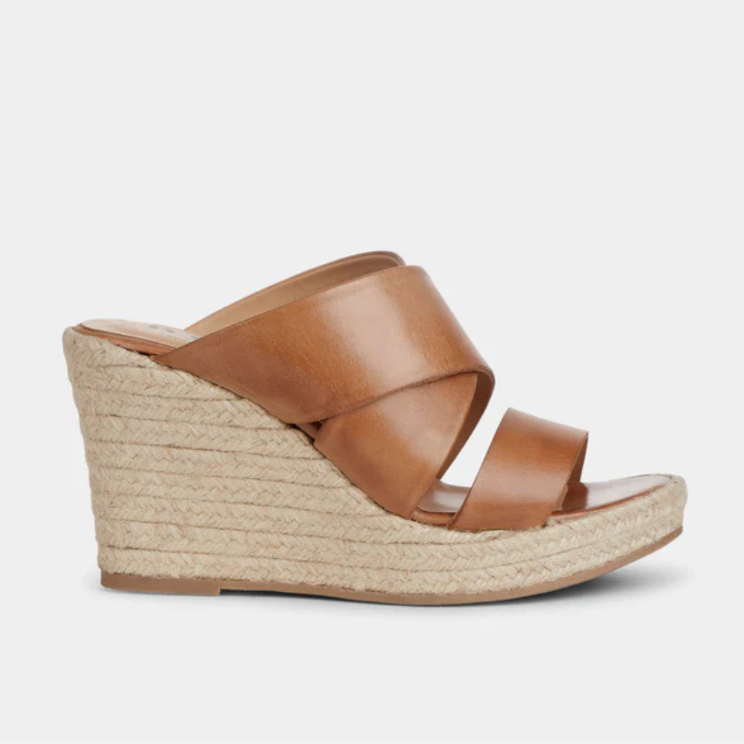 Sandália de Cunha com Tiras Cruzadas e Plataforma de Juta para Mulher