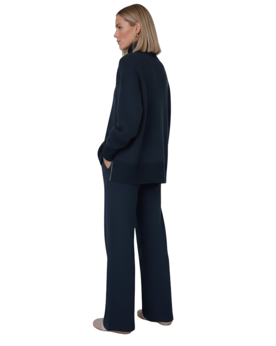 Conjunto de Duas Peças Sweatshirt Larga e Calças de Perna Larga para Mulher