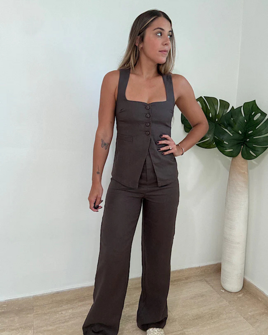 Conjunto Feminino Linho Chic Elegância Minimalista e Caimento Sofisticado