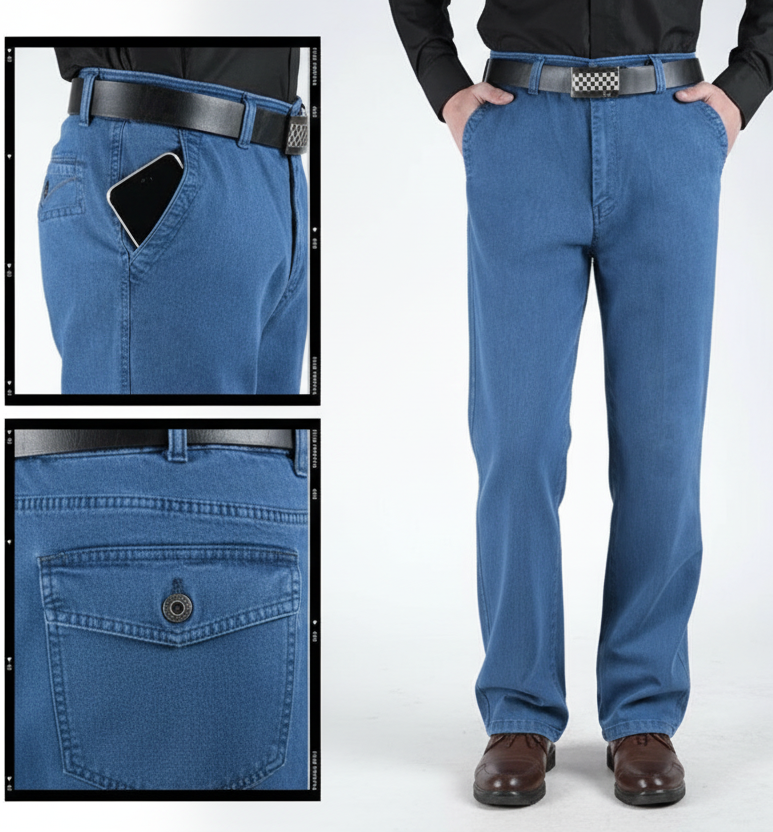 Calças de ganga justas de cintura alta para homem