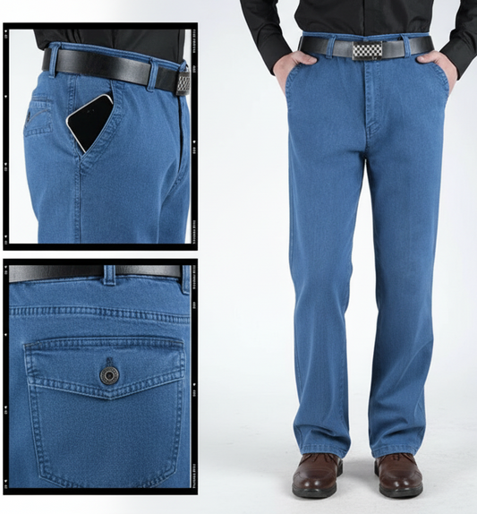 Calças de ganga justas de cintura alta para homem