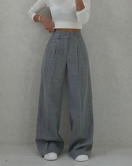 Calças largas casuais para mulher com estilo clássico