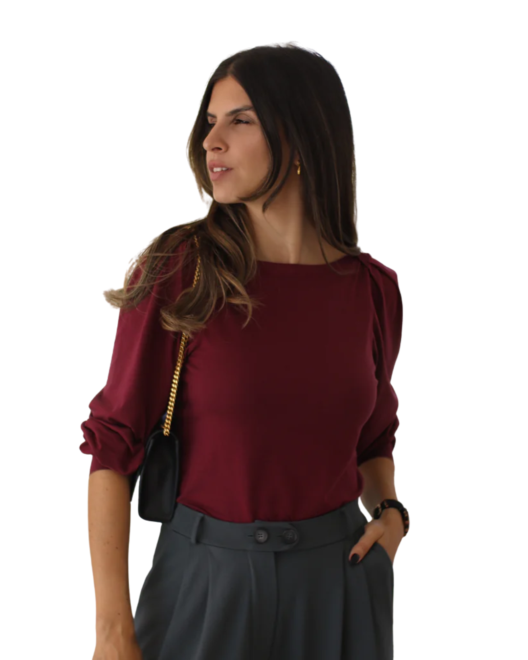 Blusa Elegante de Manga 3/4 para Mulher