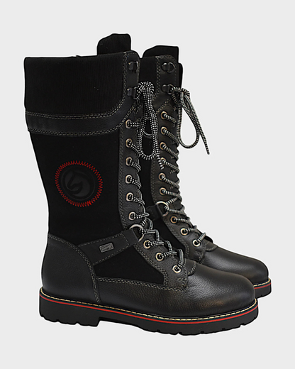 Botas Altas de Couro com Fecho Lateral Unissexo