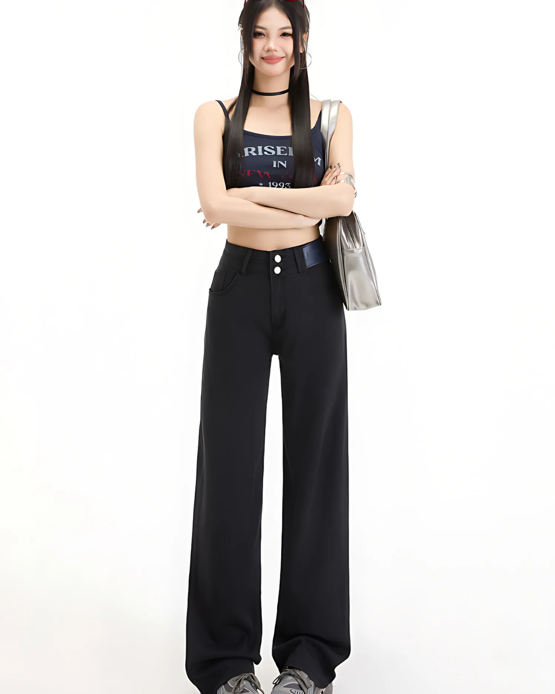 Calças Largas com Dois Botões