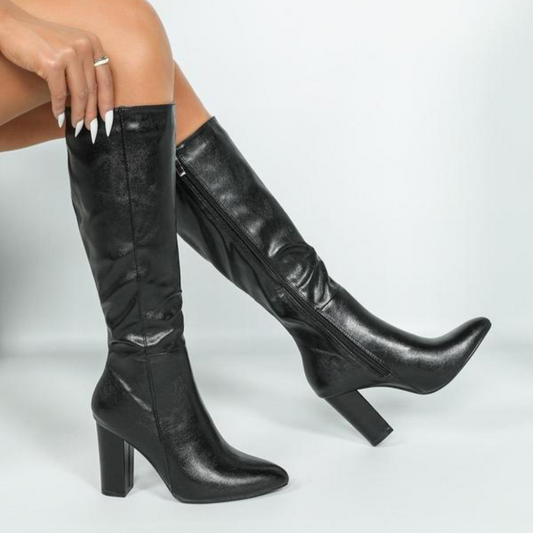 Botas Femininas de Salto Alto com Bico Fino