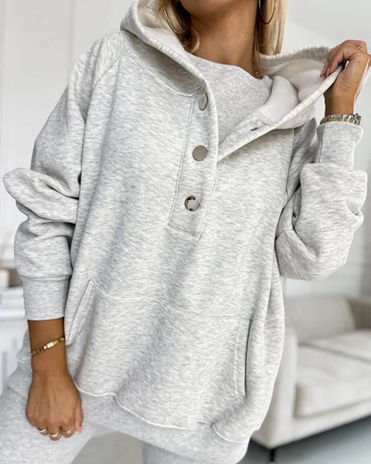 Moletom desportivo informal com capuz para mulher