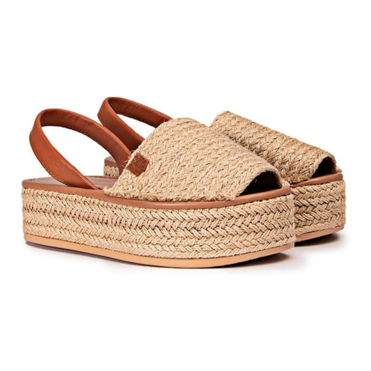 Sandália de juta com sola de plataforma