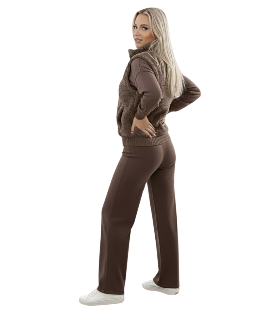 Conjunto de malha de luxo de 3 peças para máximo conforto para mulher