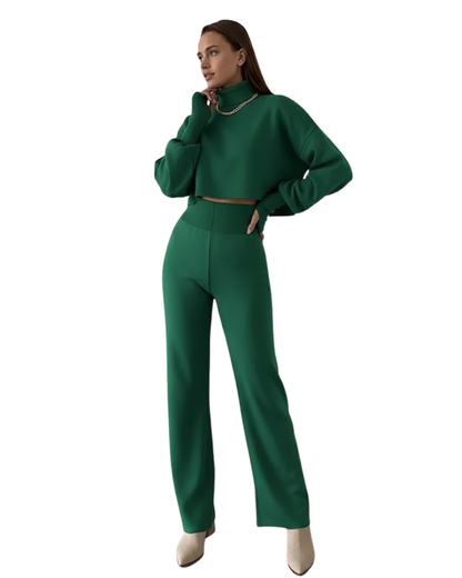 Conjunto de Duas Peças com Top de Gola Alta para Mulher