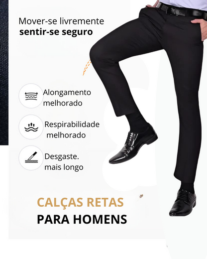 Calças clássicas de alta elasticidade para homem