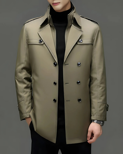 Casaco Clássico de Comprimento Médio com Forro Removível para Homem