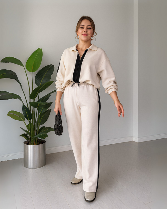 Conjunto de duas peças para mulher, estilo confortável e elegante