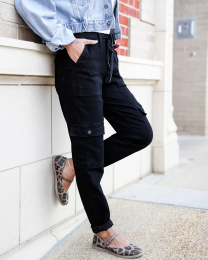 Calças Desportivas de Cintura Subida com Punhos de Carga para Mulher