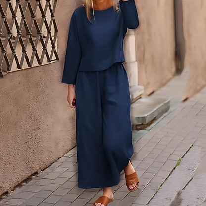 Conjunto Casual de Blusa e Calças Estilo Palazzo  para Mulher